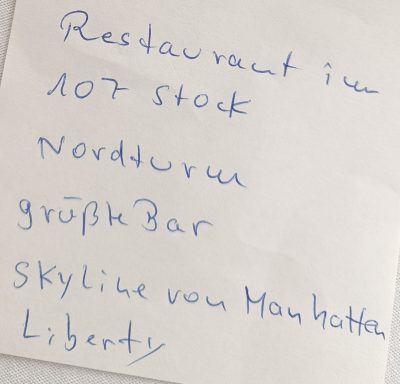 Notizen von Rita aus dem Jahr 1996
